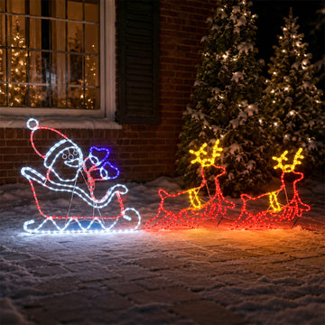 3.1m Santa in Slegh with Running  Reindeers