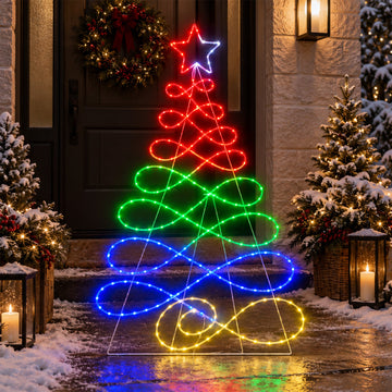 87x170cm Rope Light RGB Christmas Tree Silhouette
