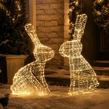 LED Pre-Lit Bunny- Set of 2