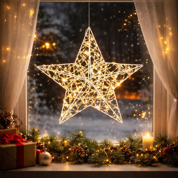 30cm Iridescent Gliter Light up Star
