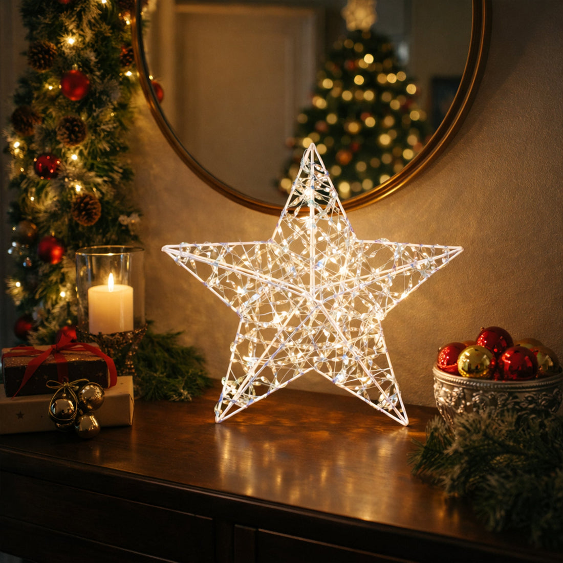 30cm Iridescent Gliter Light up Star