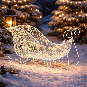 30x50cm Iridescent Gliter Light up Sleigh