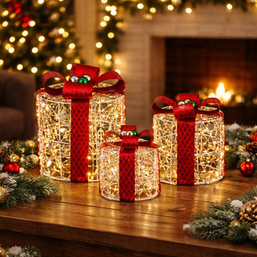 Iridescent Gliter Light up Giftbox-Set of Three