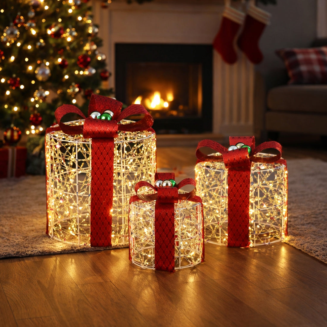 Iridescent Gliter Light up Giftbox-Set of Three