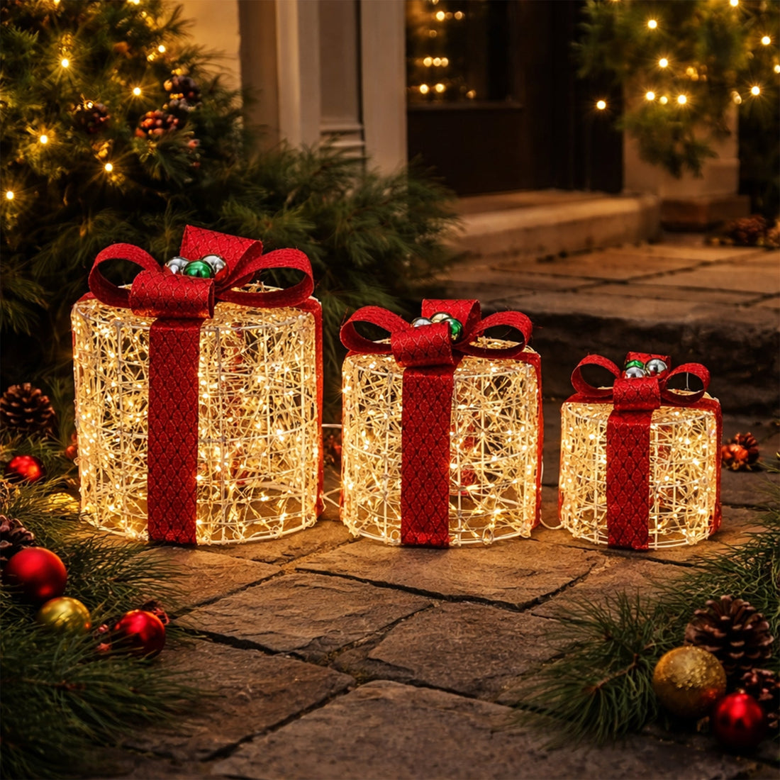 Iridescent Gliter Light up Giftbox-Set of Three