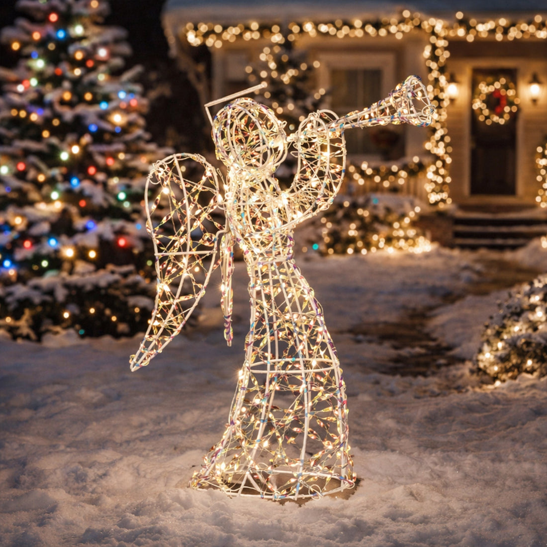 44cm Iridescent Gliter Light up Angel