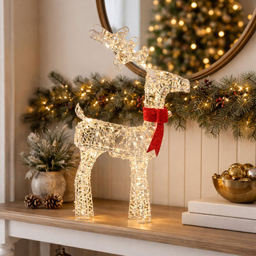 50cm Iridescent Gliter Light Up Reindeer