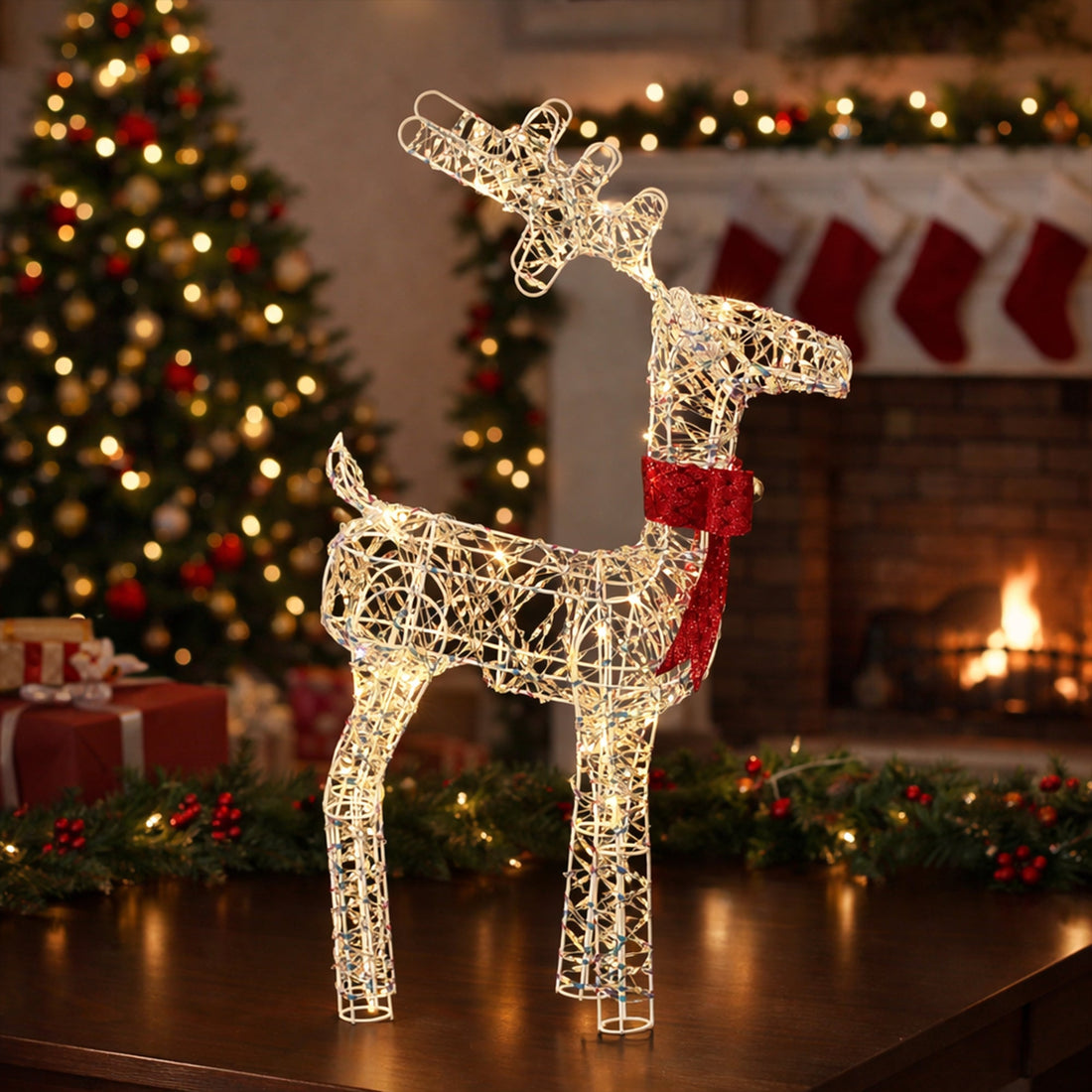 50cm Iridescent Gliter Light Up Reindeer
