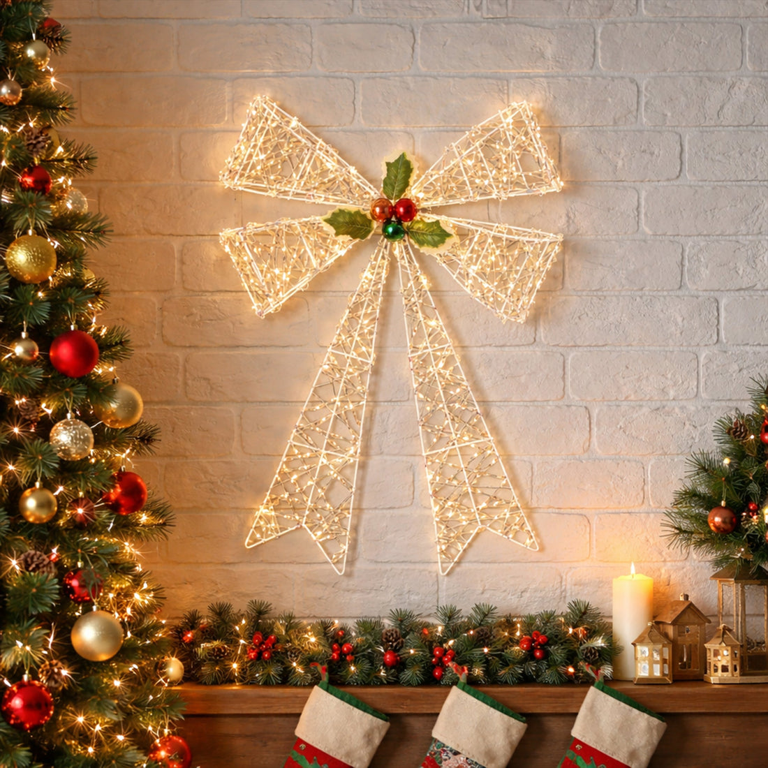 40x60cm Iridescent Gliter Light Up Bow