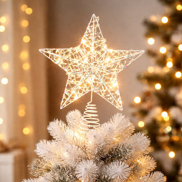 25cm Iridescent Gliter Light Up Tree Top