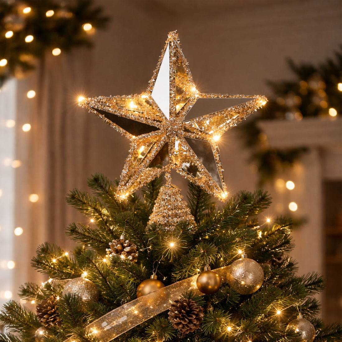 25cm Christmas Star Tree Top