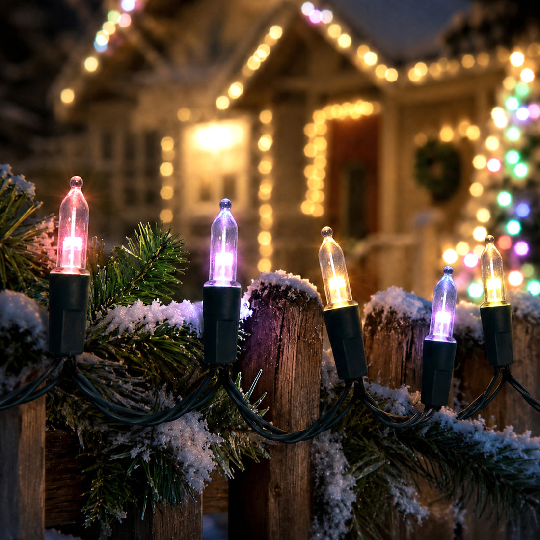 300 Mini Dual Colour LED Connectable Traditional String Lights
