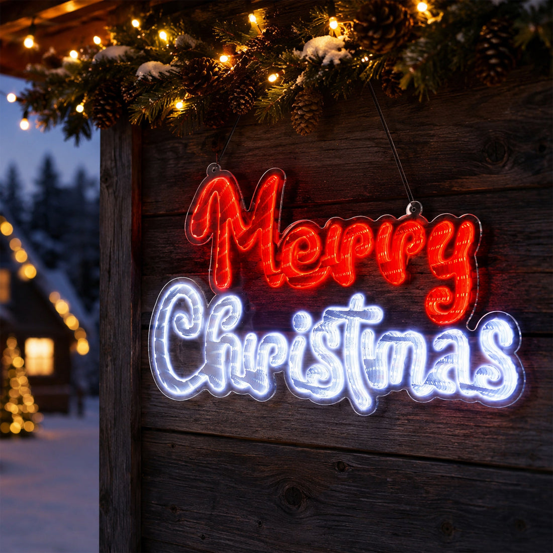 40X25CM Hanging Infinity Merry Christmas