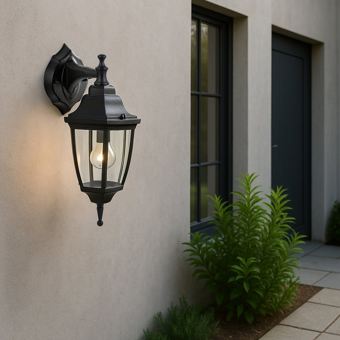 Lunor Down Outdoor Wall Light - Black