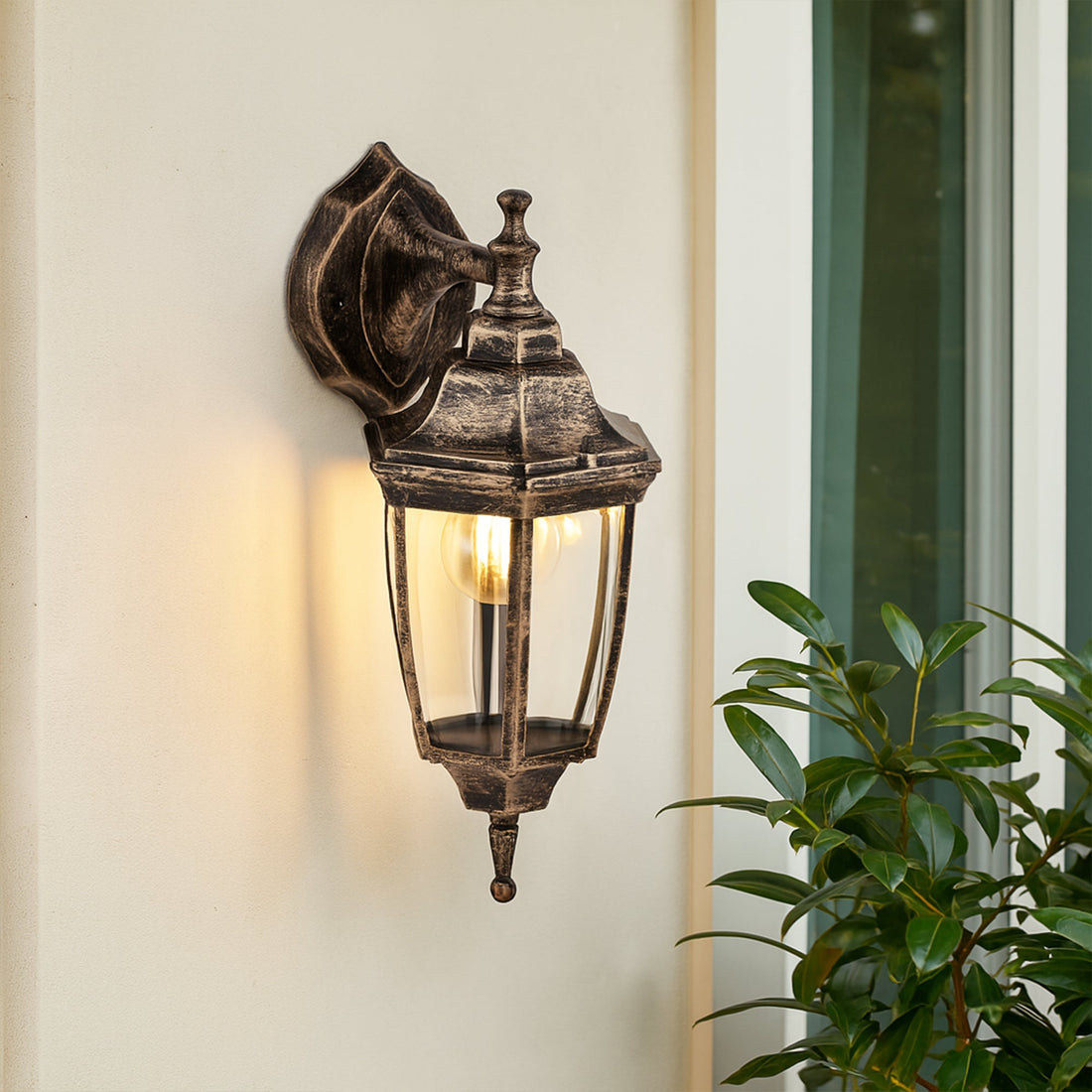 Lunor Down Outdoor Wall Light - Bronze