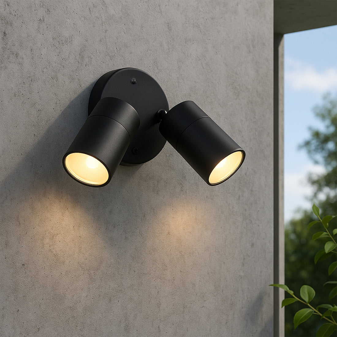 Zyven 2lt Adjustable Outdoor Wall Spotlight - Black