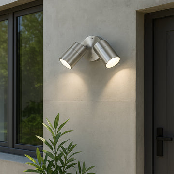 Zyven 2lt Adjustable Outdoor Wall Spotlight - Polished Silver