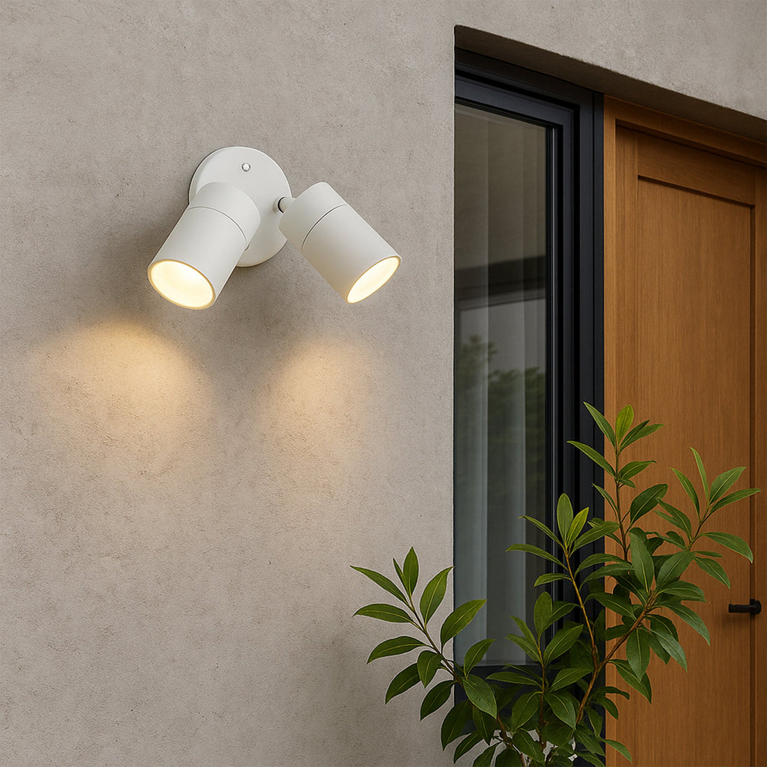 Zyven 2lt Adjustable Outdoor Wall Spotlight - White
