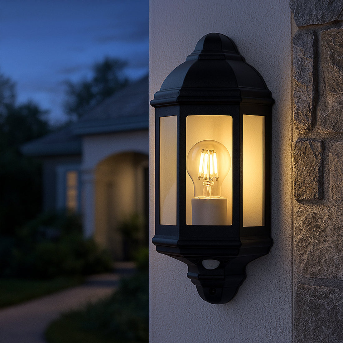 Avara Outdoor Wall Sconce With Sensor - Black