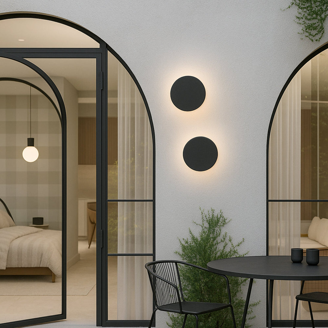 Orlan 250mm LED Colour-Shifting Disc Wall Sconce - Black/Large