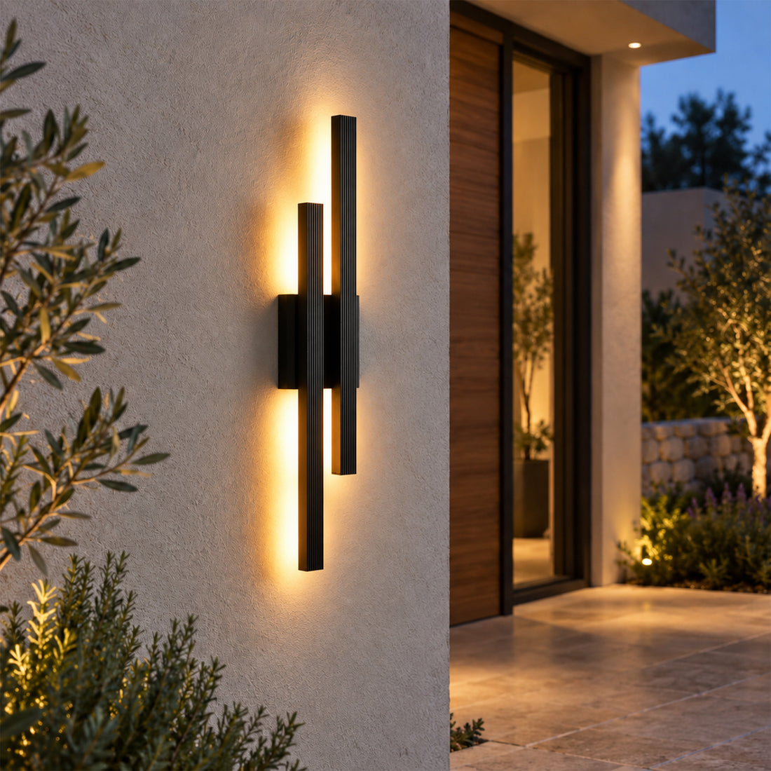 Hera 2lt LED Outdoor Wall Light Black