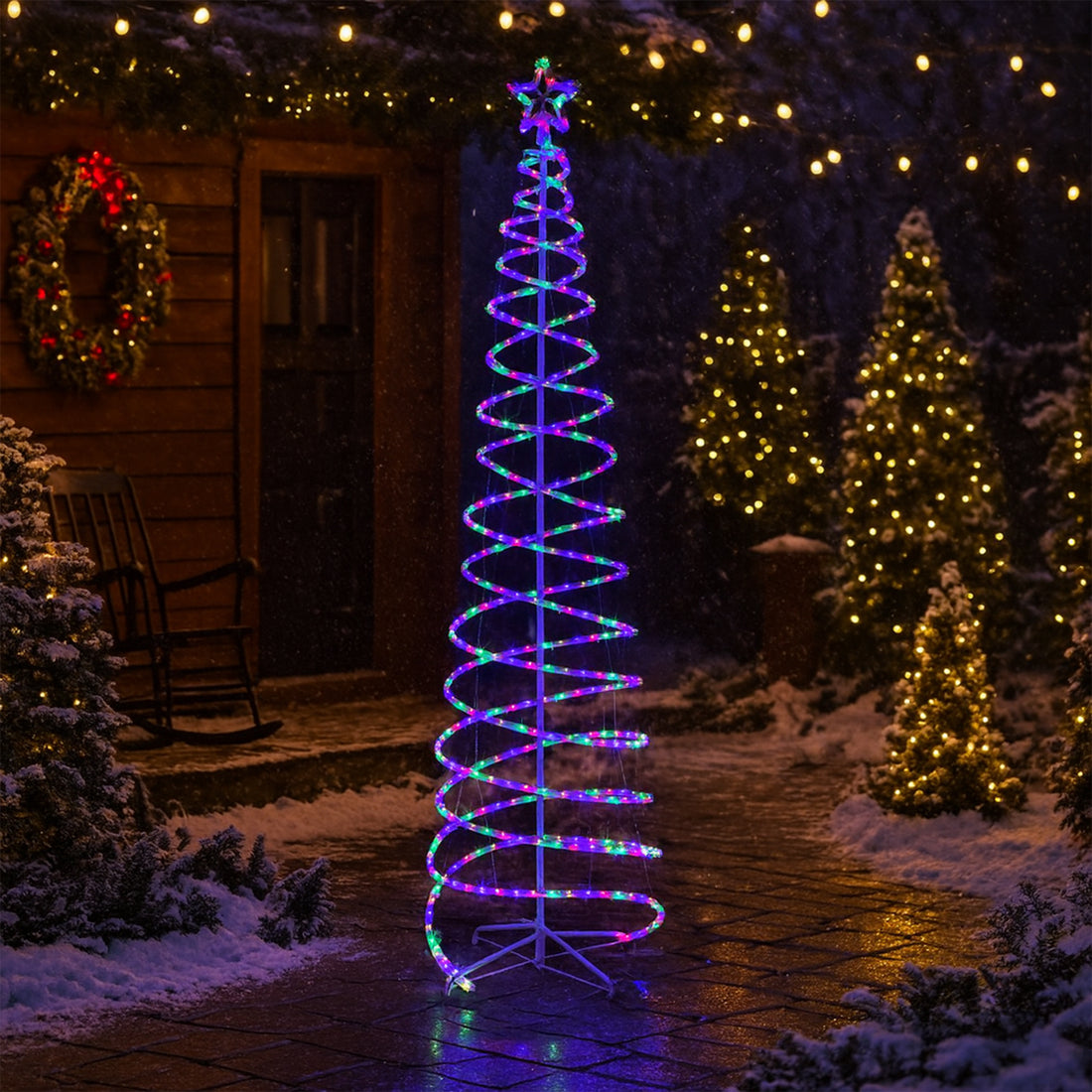 2.1M LED Double Spiral Tree - 4 Colour Options