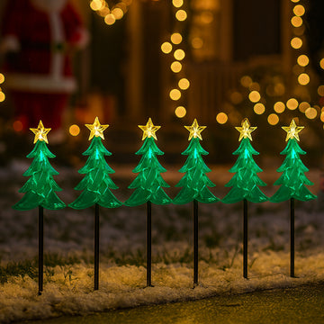 Dual Power Set of 6 LED Tree Stakes Path Light