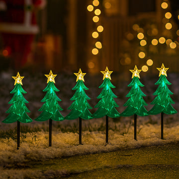 Dual Power Set of 6 LED Tree Stakes Path Light
