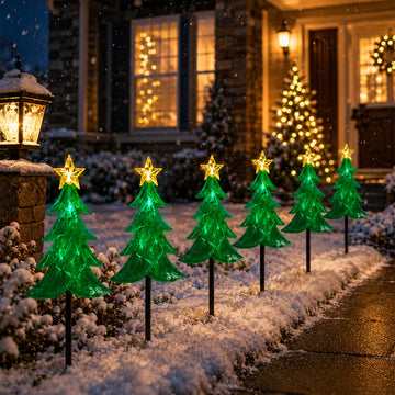 Dual Power Set of 6 LED Tree Stakes Path Light
