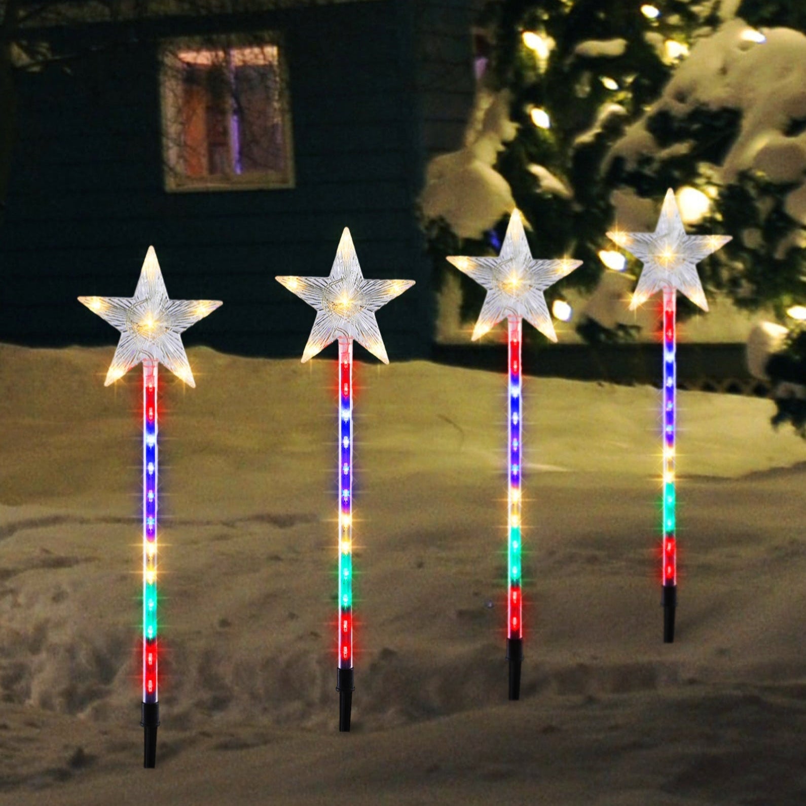 Set of 4 LED Shooting Star Garden Light