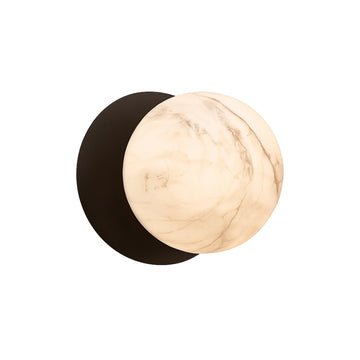 Odessa Marble Opal Glass LED Wall Light with Black Base - Warm White/Small