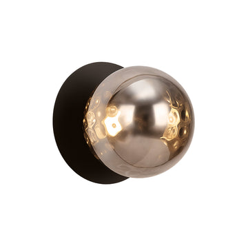 Odessa Molten Ripple Glass LED Wall Light with Black Base - Warm White/Small