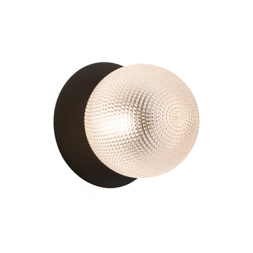 Odessa Diamond Cut Glass LED Wall Light with Black Base - Warm White/Small