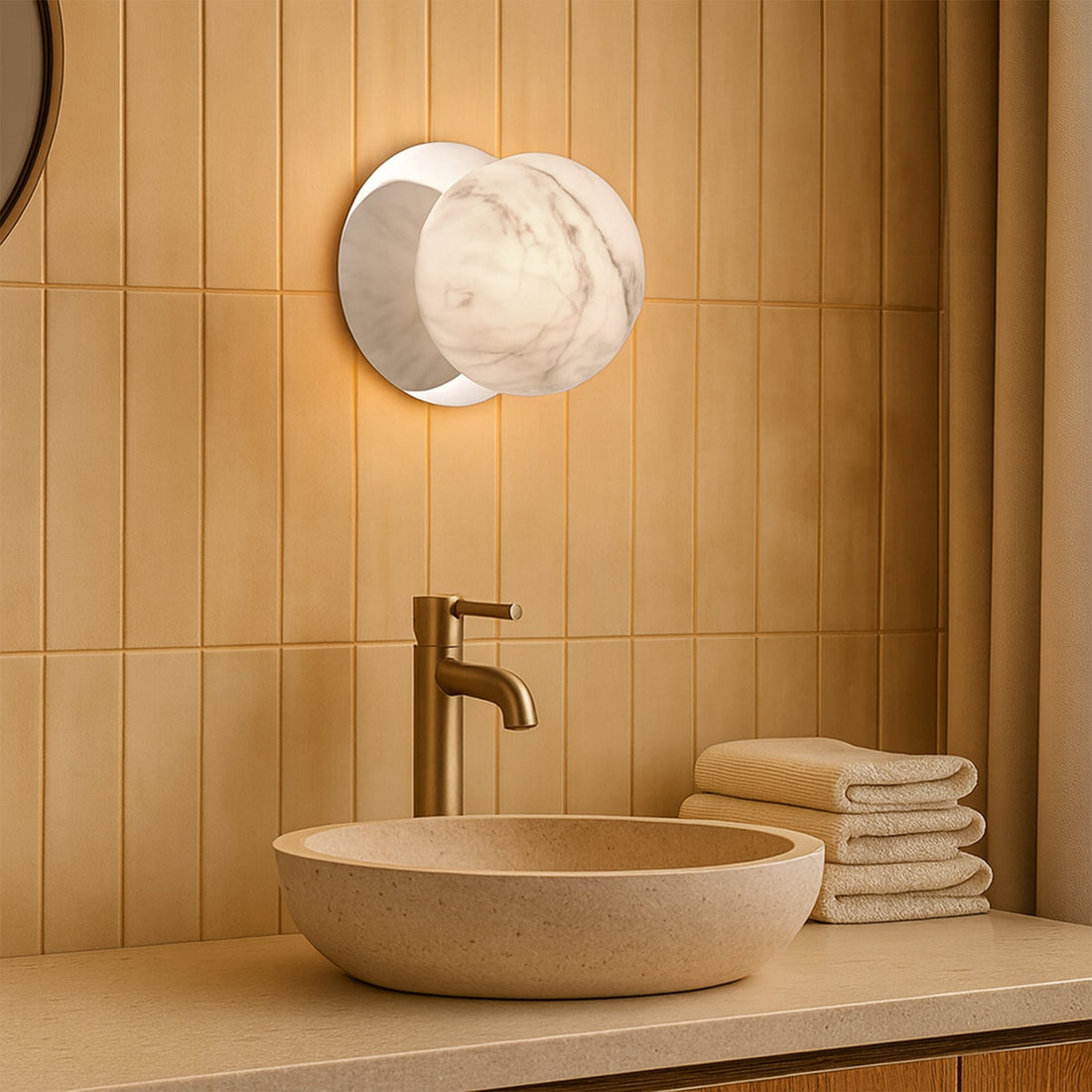 Odessa Marble Opal Glass LED Wall Light with Chrome Base - Warm White/Small