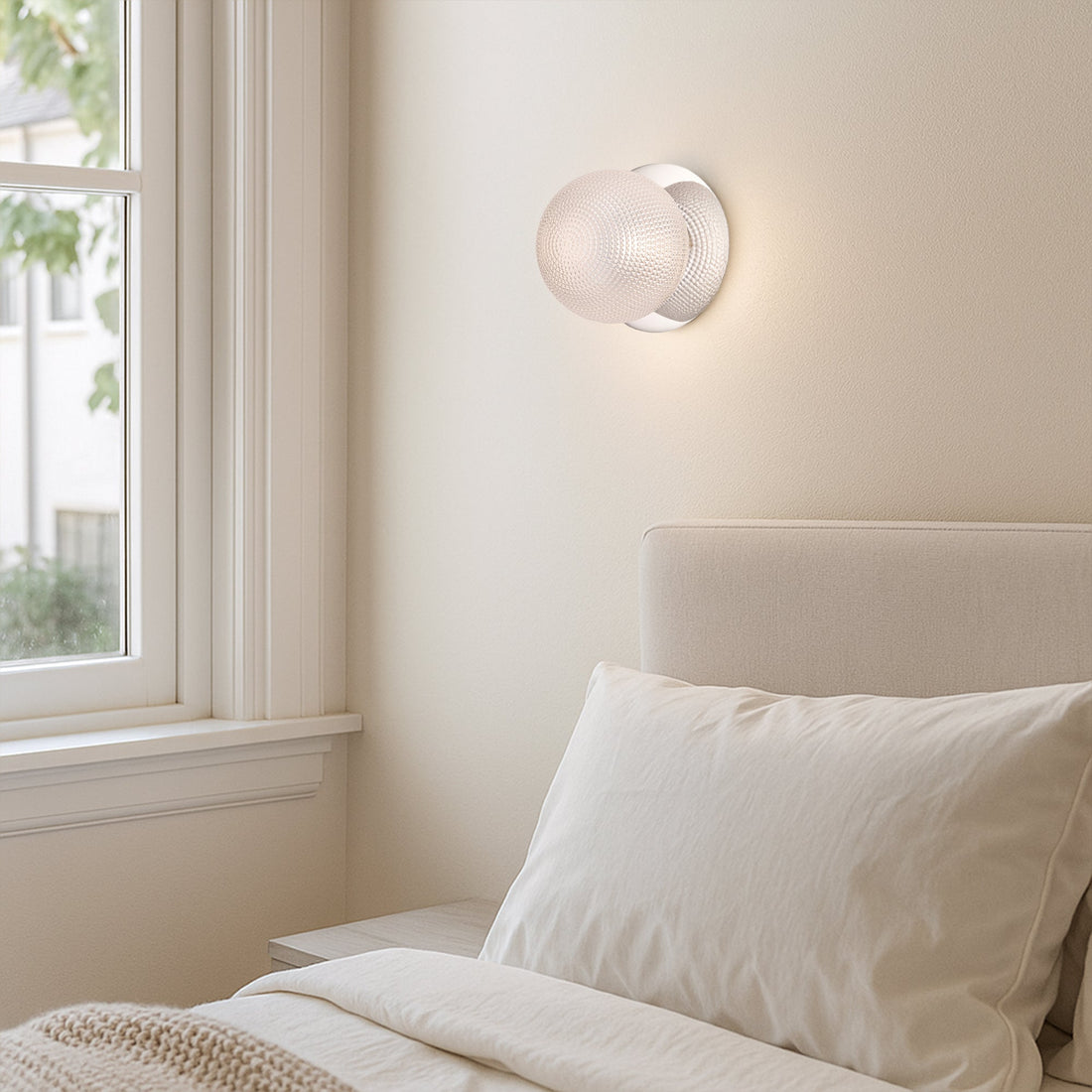 Odessa Diamond Cut Glass LED Wall Light with Chrome Base - Warm White/Small