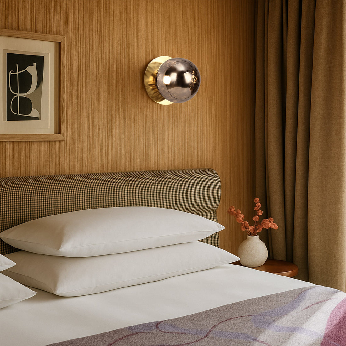 Odessa Molten Ripple Glass LED Wall Light with Brass Base - Warm White/Small