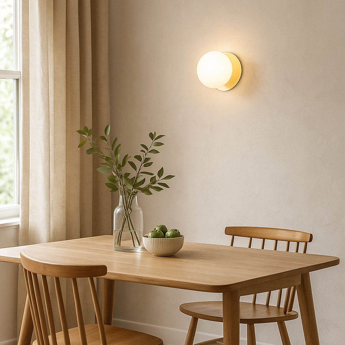 Odessa Opal Frosted Glass LED Wall Light with Gold Base - Warm White/Small