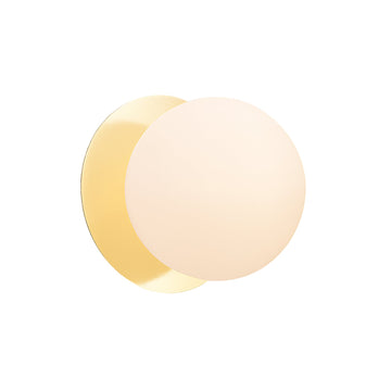Odessa Opal Frosted Glass LED Wall Light with Gold Base - Warm White/Small