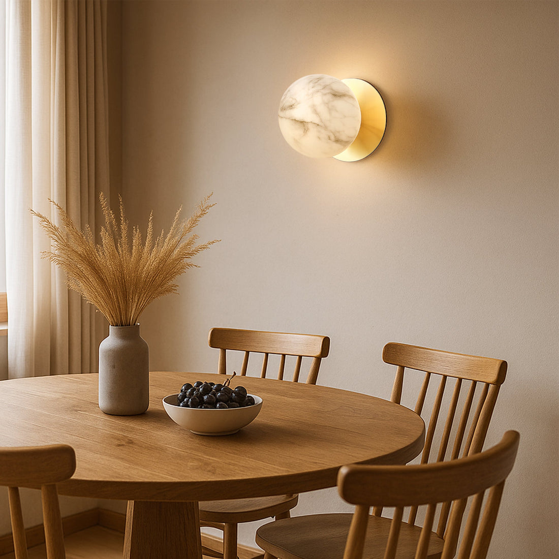 Odessa Marble Opal Glass LED Wall Light with Gold Base - Warm White/Small