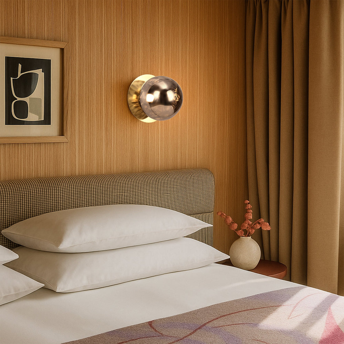 Odessa Molten Ripple Glass LED Wall Light with Gold Base - Warm White/Small