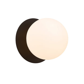 Odessa Opal Frosted Glass LED Wall Light with Black Base - Warm White/Large