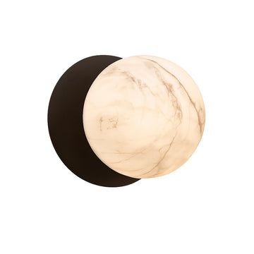 Odessa Marble Opal Glass LED Wall Light with Black Base - Warm White/Large
