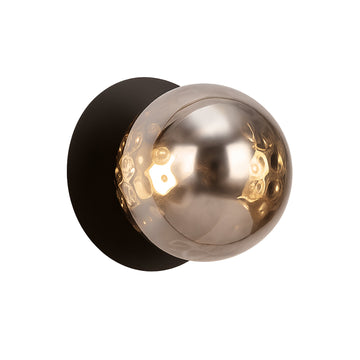 Odessa Molten Ripple Glass LED Wall Light with Black Base - Warm White/Large