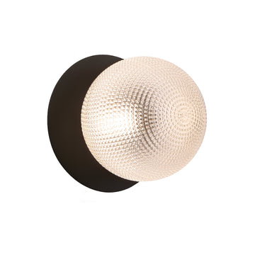 Odessa Diamond Cut Glass LED Wall Light with Black Base - Warm White/Large