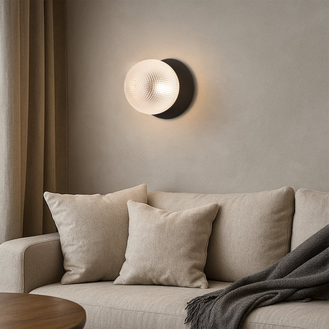 Odessa Diamond Cut Glass LED Wall Light with Black Base - Warm White/Large