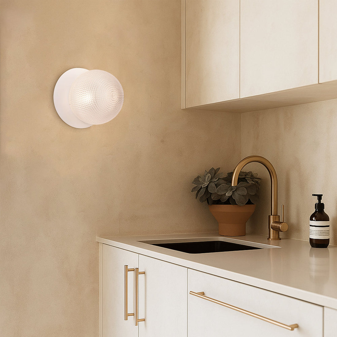 Odessa Diamond Cut Glass LED Wall Light with White Base - Warm White/Large