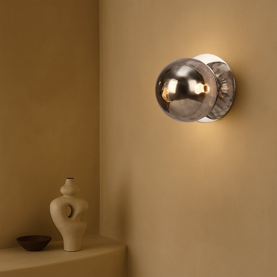 Odessa Molten Ripple Glass LED Wall Light with Chrome Base - Warm White/Large