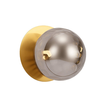 Odessa Molten Ripple Glass LED Wall Light with Brass Base - Warm White/Large