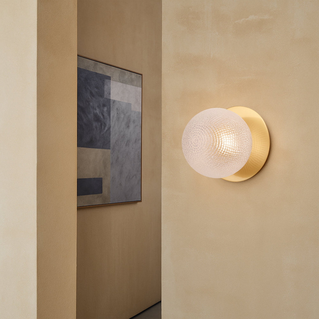 Odessa Diamond Cut Glass LED Wall Light with Brass Base - Warm White/Large