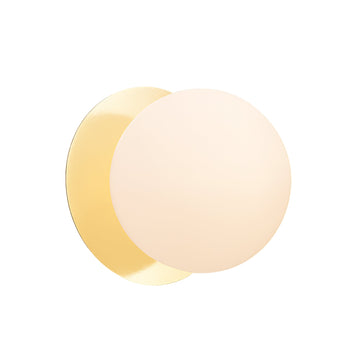 Odessa Opal Frosted Glass LED Wall Light with Gold Base - Warm White/Large